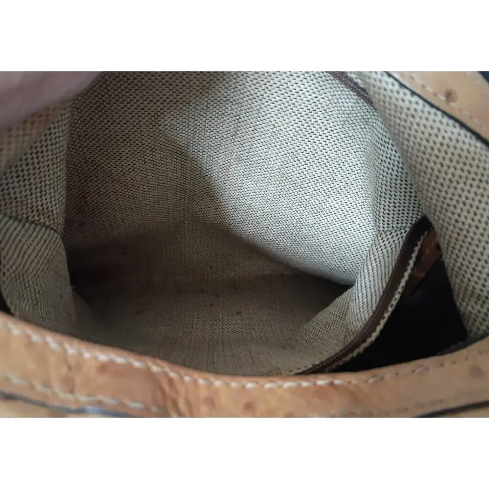 DOONEY & BOURKE Tan Ostrich Embossed Leather Hobo Shoulder Bag - EUC